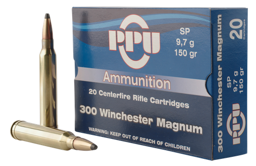 PPU Standard Rifle 300 Win Mag 150gr, Soft Point, 20rd Box