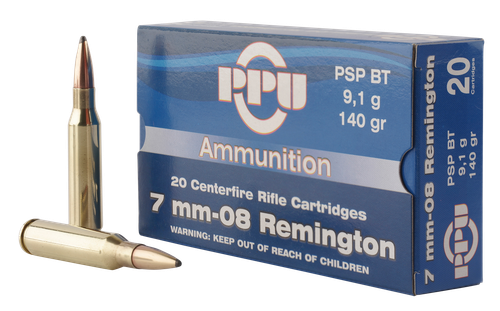 PPU Metric Rifle 7mm-08 Remington 140gr, Pointed Soft Point Boat Tail, 20rd Box