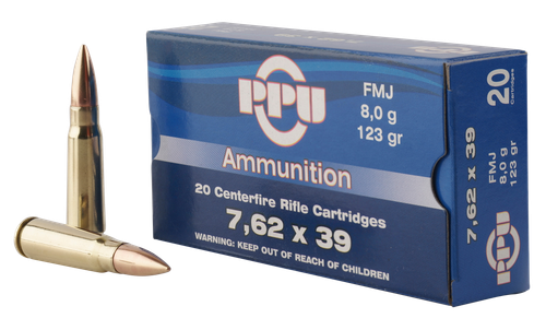 PPU Metric Rifle 7.62x39mm 123gr, Full Metal Case, 20rd Box
