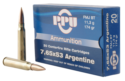 PPU Metric Rifle 7.65x53mm Argentine 174gr Full Metal Jacket 20 Bx/ 10 C