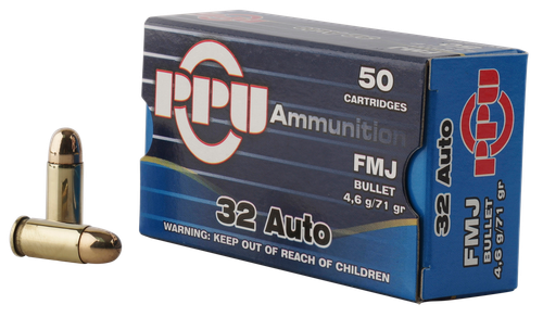 PPU Pistol .32 ACP, 71gr, Full Metal Jacket, 50rd Box