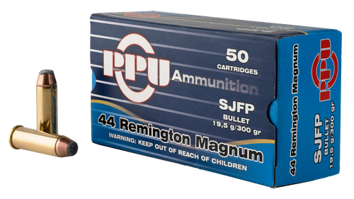 PPU Handgun 44 Rem Mag 300gr, Semi Jacketed Flat Point, 50rd Box