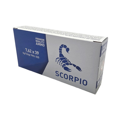 STV Technology Scorpio 7.62x39mm Ammunition 124 Grain Full Metal Jacket - 20 Rounds per Box