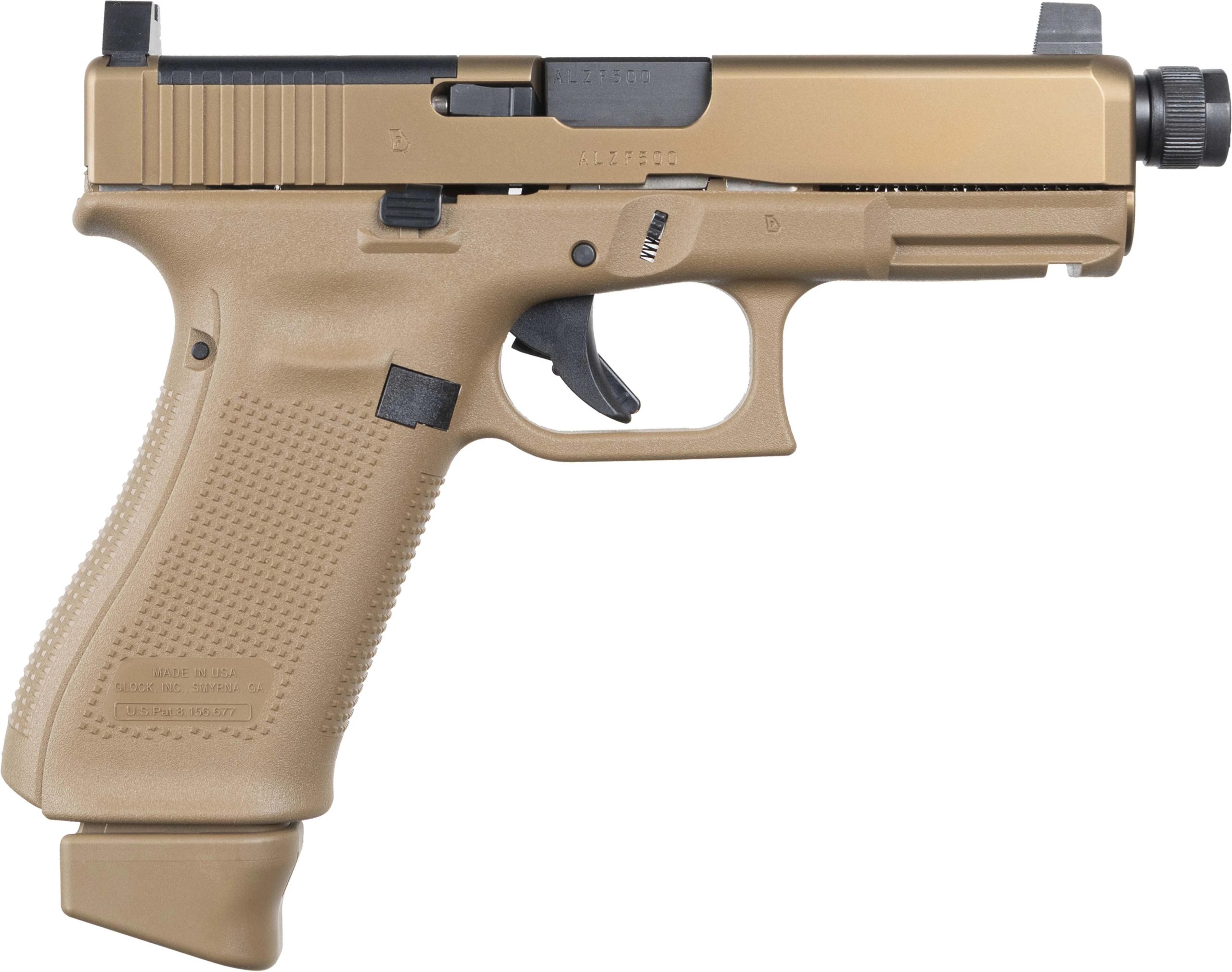 Glock 19X V Pistol UV1950S03XMOSTB, 9mm, 4.52", Coyote Tan Polymer Grip, nPVD Finish, Threaded GMB Barrel, 19 Rds
