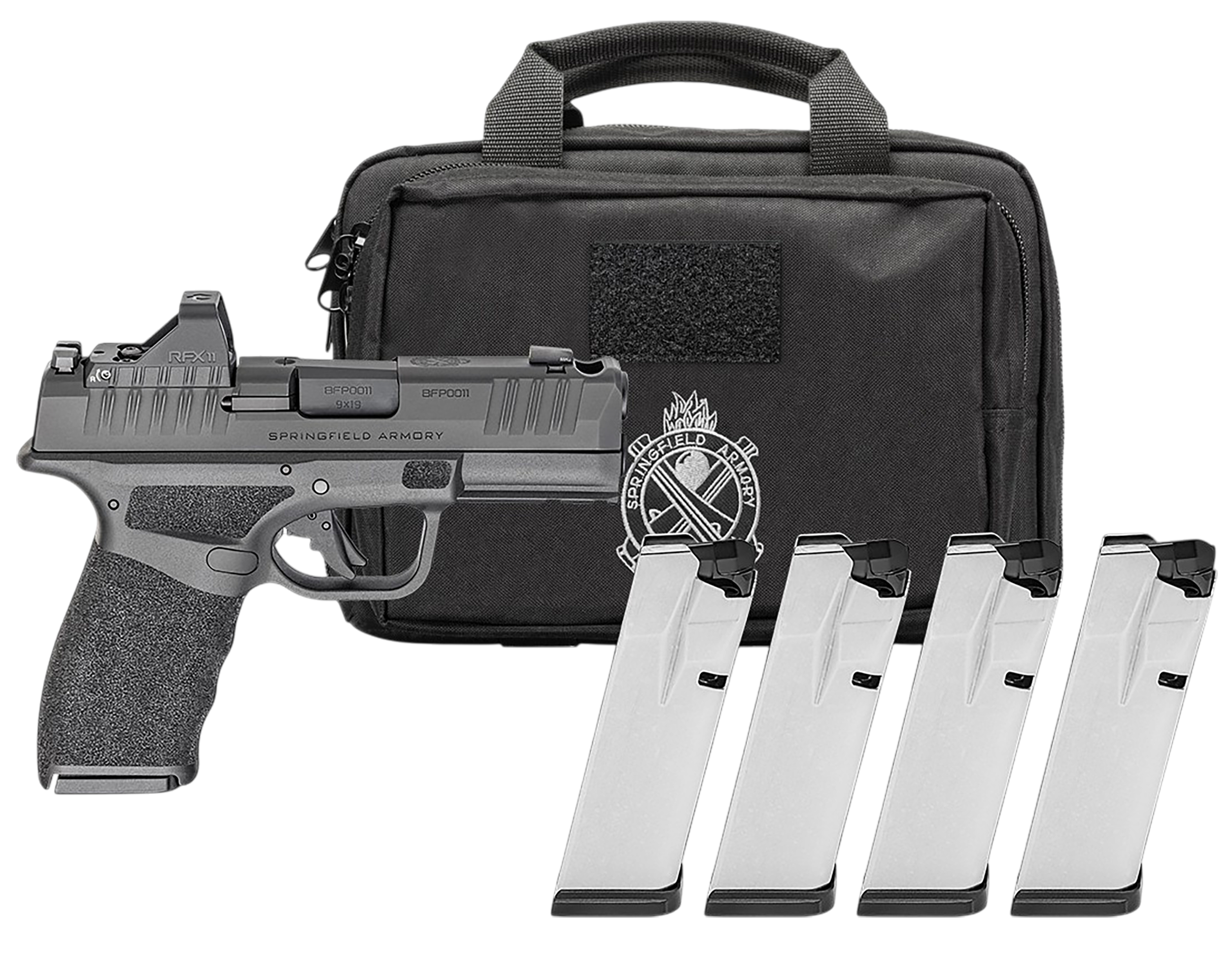 Springfield Hellcat Pro OSP Gear Pac *CA Compliant Optic Ready Pistol HCP9379BOSPCACOMPPAC, 9mm, 3.70in, Textured Grips, Black Finish, 10 Rds