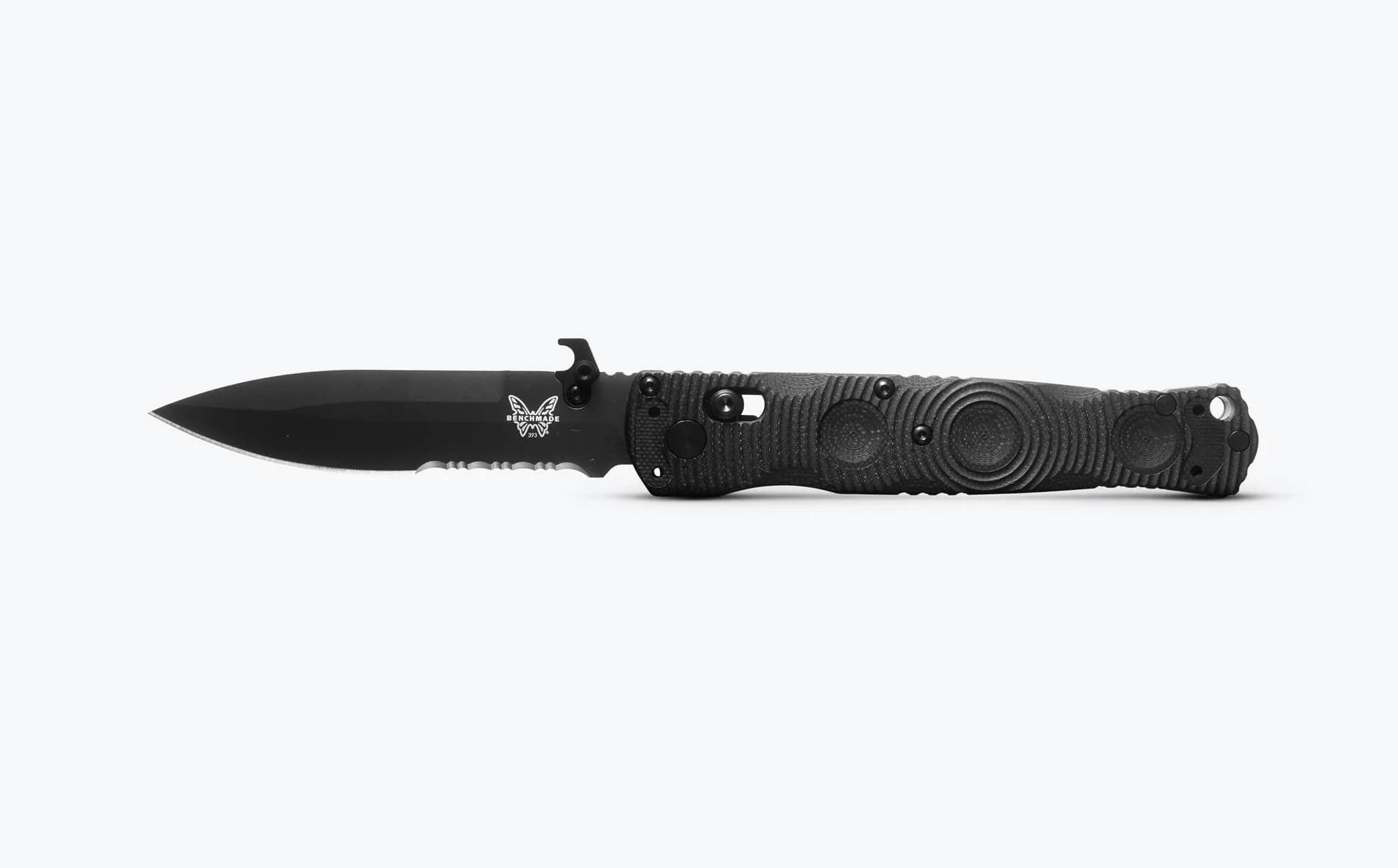 Benchmade Mini SOCP Folding Knife w/Partially Serrated Edge Spear Point Blade (393SBK)