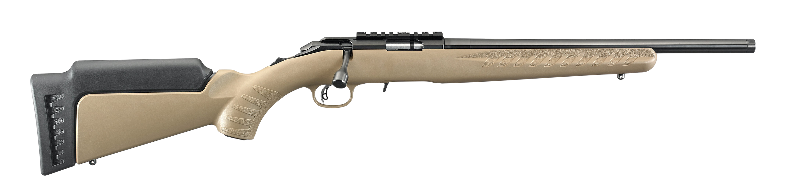 Ruger American Rimfire Rifle 8370, 22 WMR, 16", Threaded, FDE Composite Stock, Blued Finish, 10 Rd