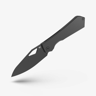 Flytanium FLY-1481B Theory Framelock Folding Knife -3.5" 20CV Black PVD Blade, Black Titanium Handles