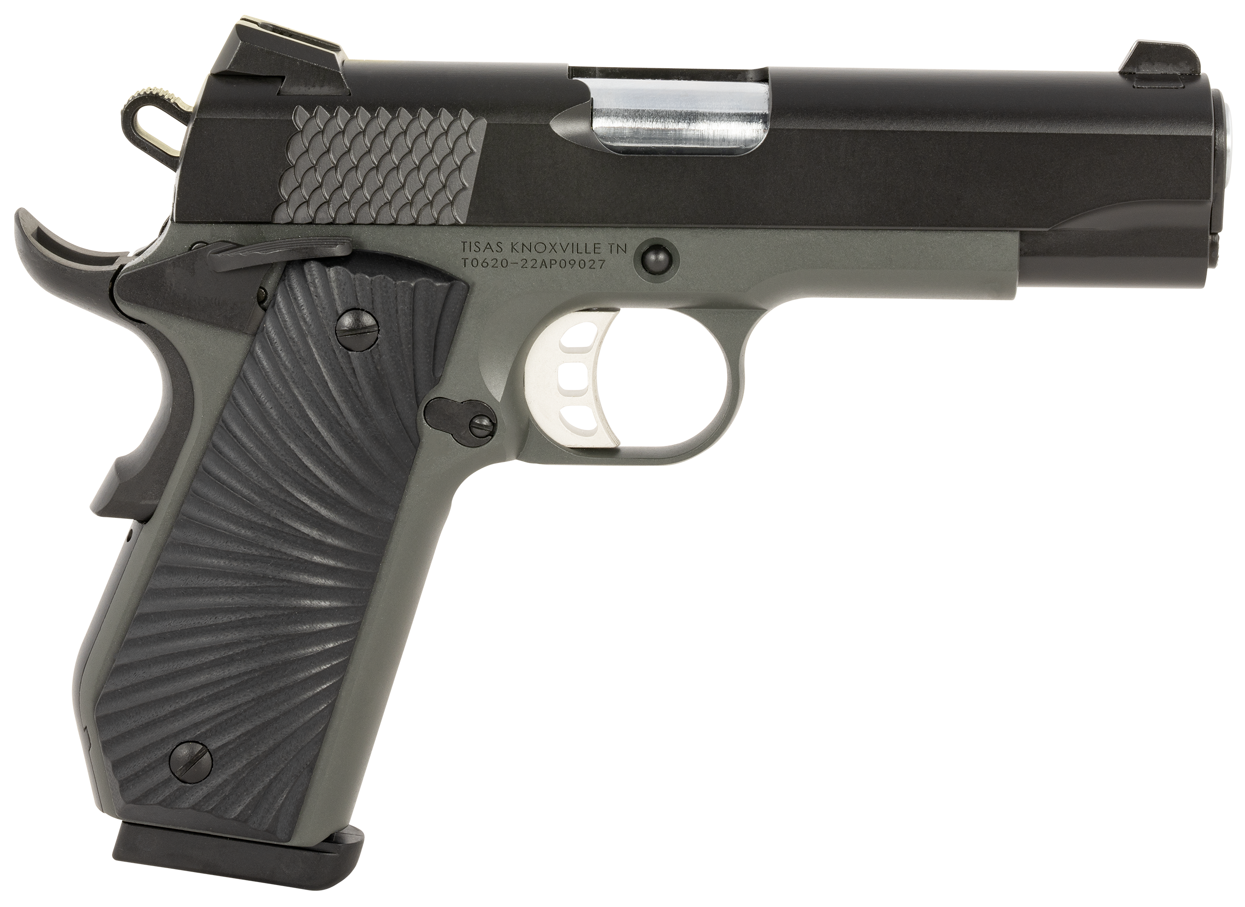 Tisas CARRY Stingray Pistol 10100103, 45 ACP, 4.25in, Black Sunburst G10 Grips, Dark Gray Cerakote Finish, 8 Rds