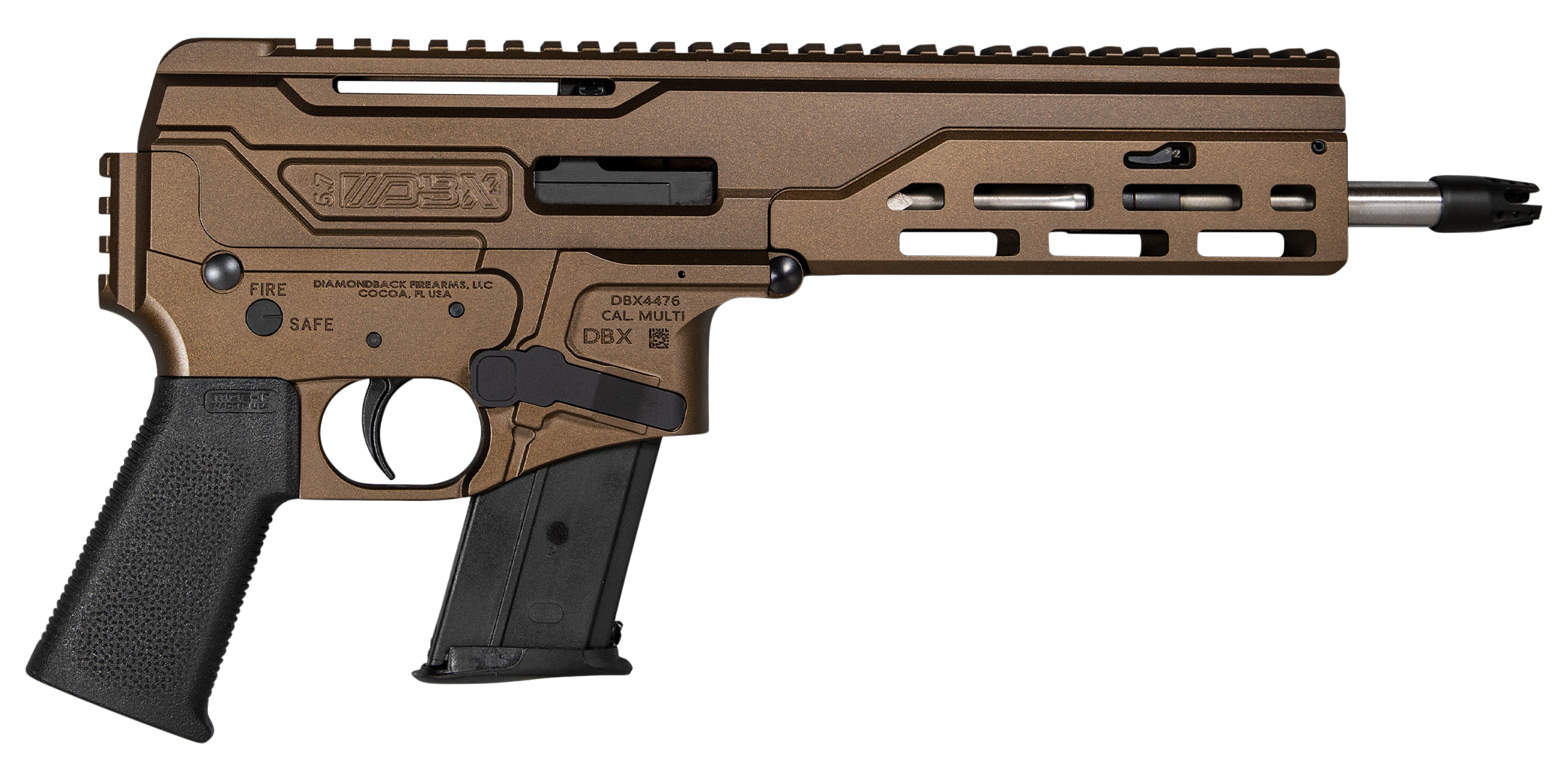 Diamondback DBX Pistol DB1614L071, 5.7x28, 8in, MagPul MOE K Grip, Bronze Finish, 20 Rds