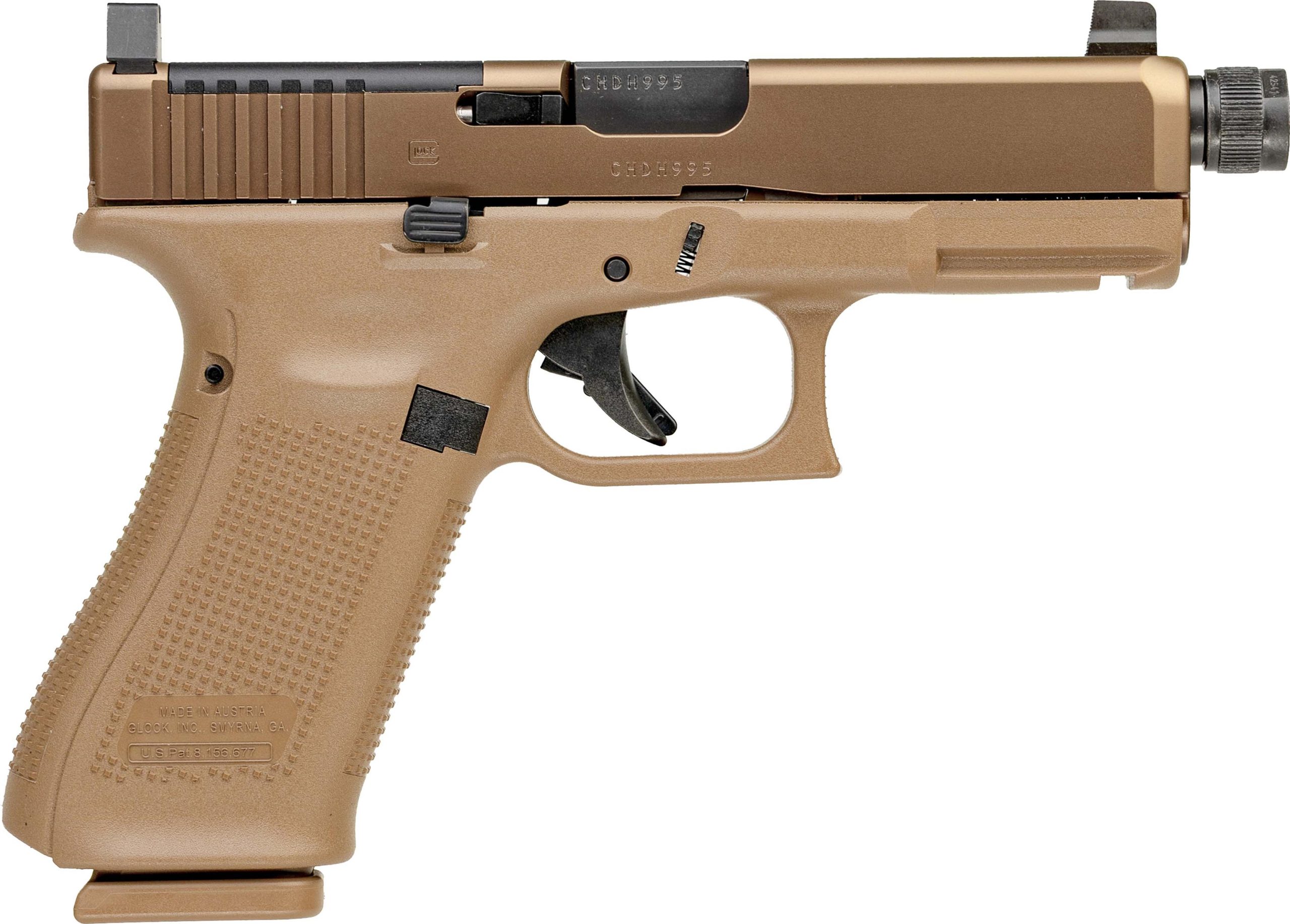 Glock G19X V MOS Semi-Auto Pistol PV1950S03XMOSTB, 9mm, 4.52", Coyote Brown, Threaded, Optic Ready, 19 Rds