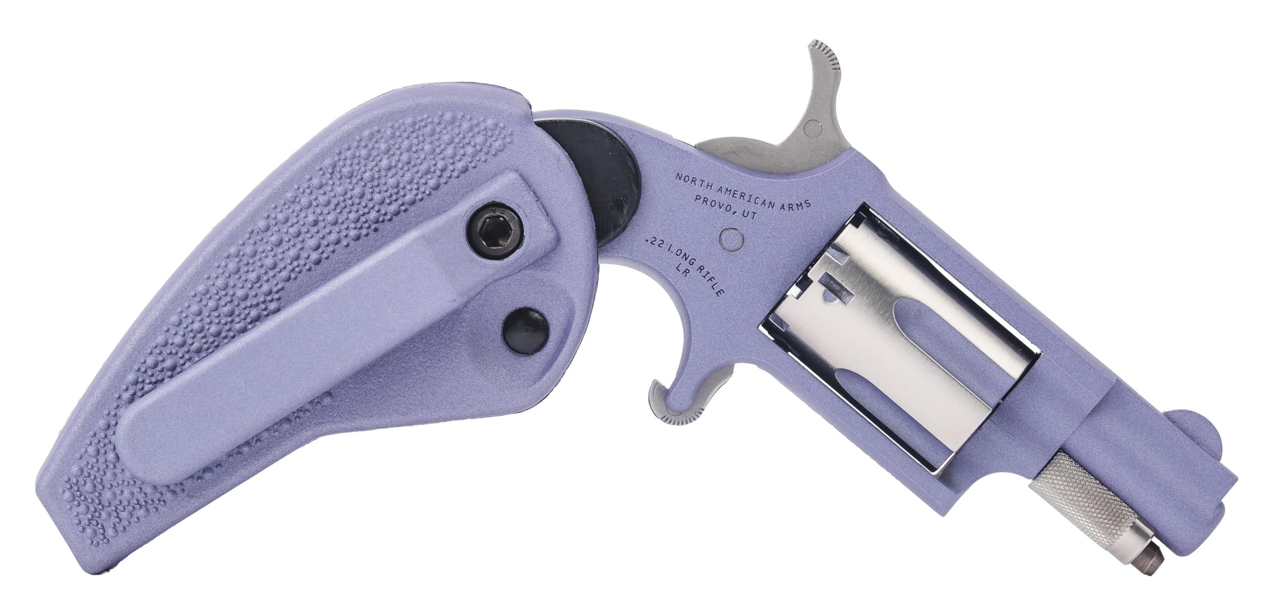 North American Mini-Revolver 22LROCHG, 22 Long Rifle, 1 5/8", Folding Holster Grip, Orchid Finish, 5 Rd