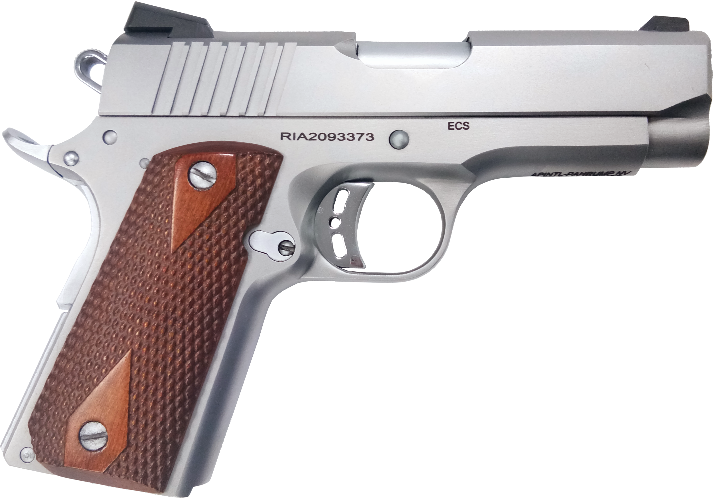 Rock Island Armory M1911 CS Tactical Pistol 51868, 45 ACP, 3.6in, Double Diamond Checkered Wood Grips, 7 Rds