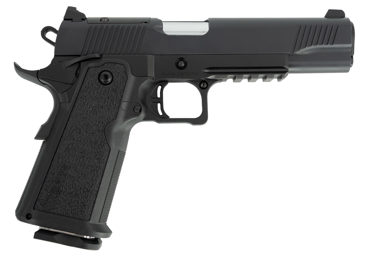 Tisas 1911 Duty DS Pistol 12500002, 9mm Luger, 5in, Black Overmolded Grips, Black Cerakote Finish, 17 Rds