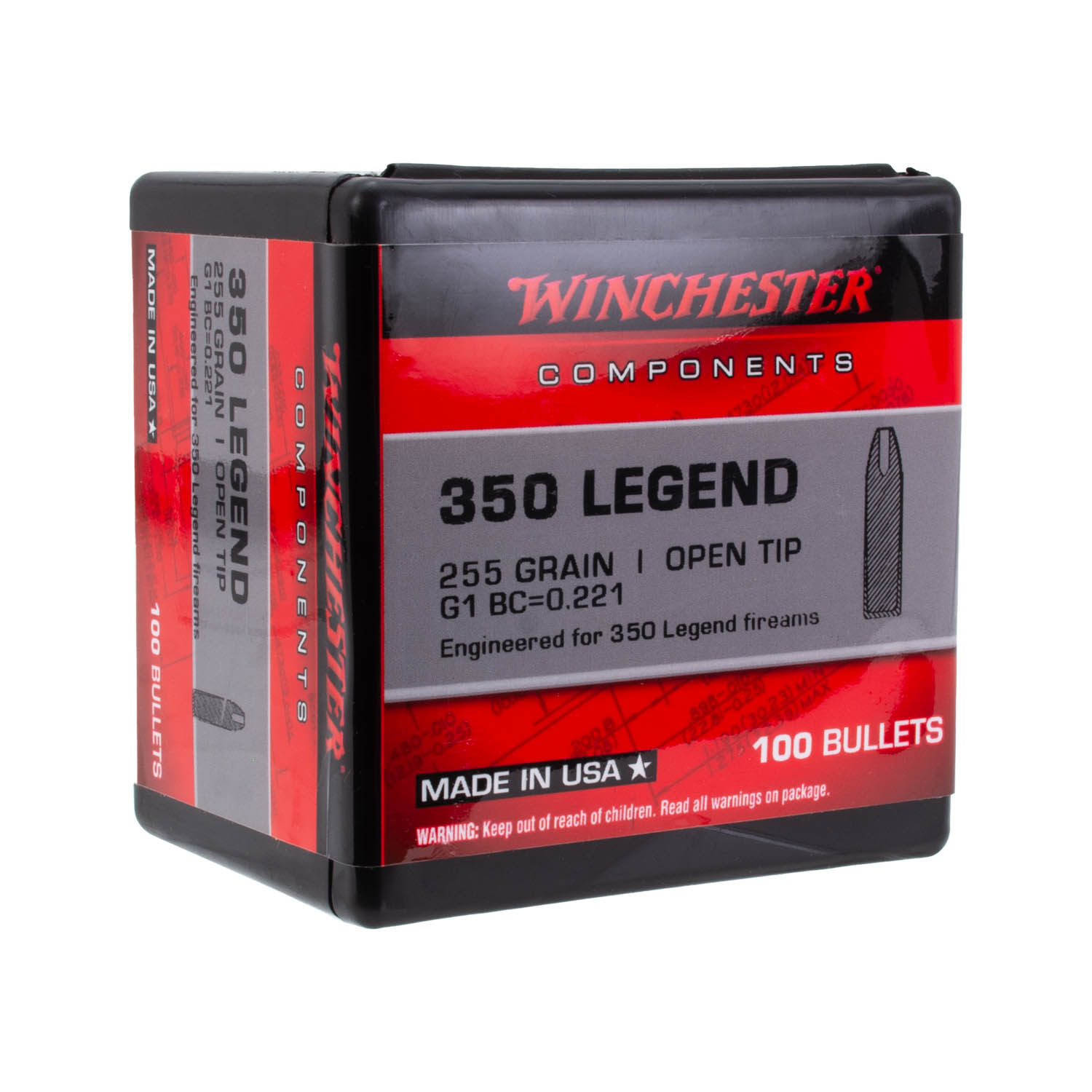 Winchester Rifle Bullets, 350 Legend 255gr. Open Tip, Box of 100