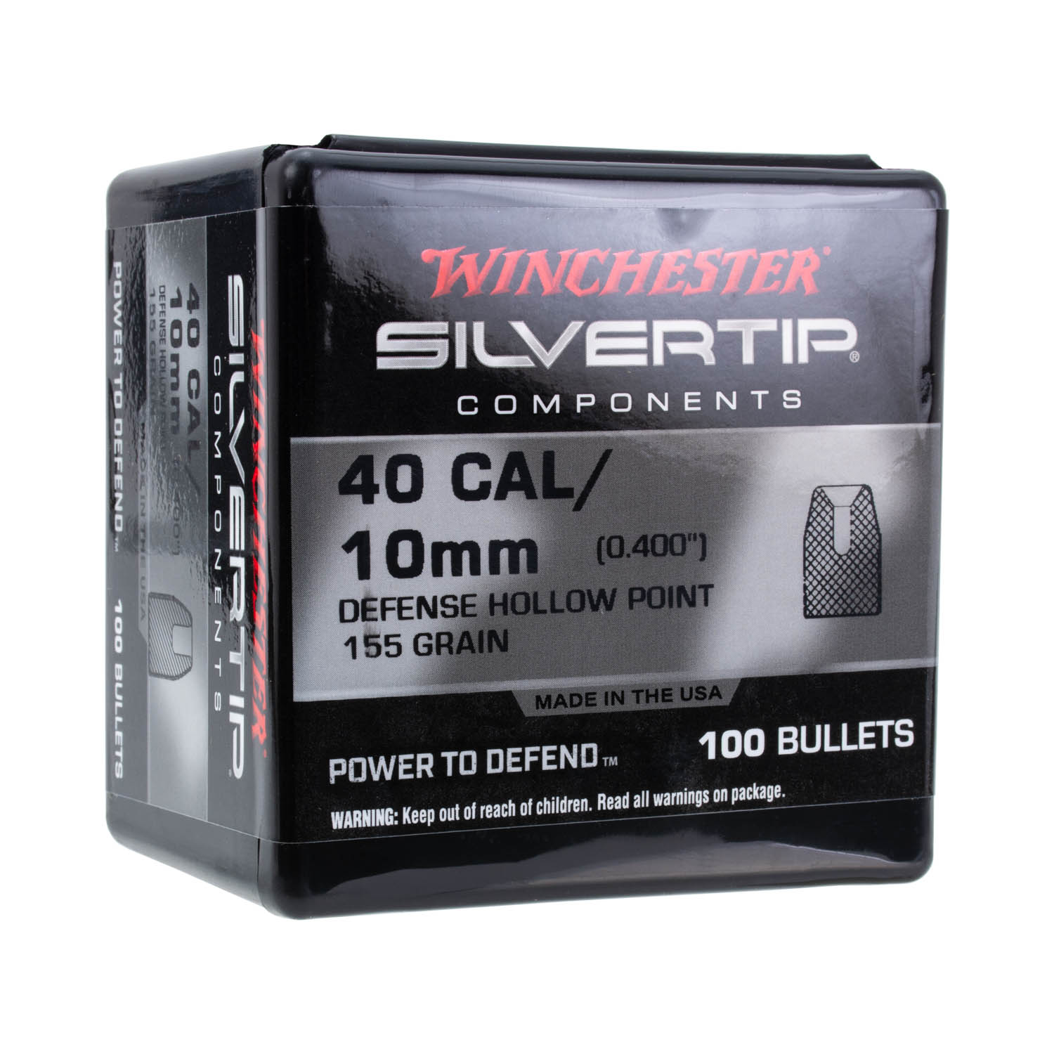 Winchester Pistol Bullets, 40 cal / 10mm 155gr. Silvertip HP, Box of 100