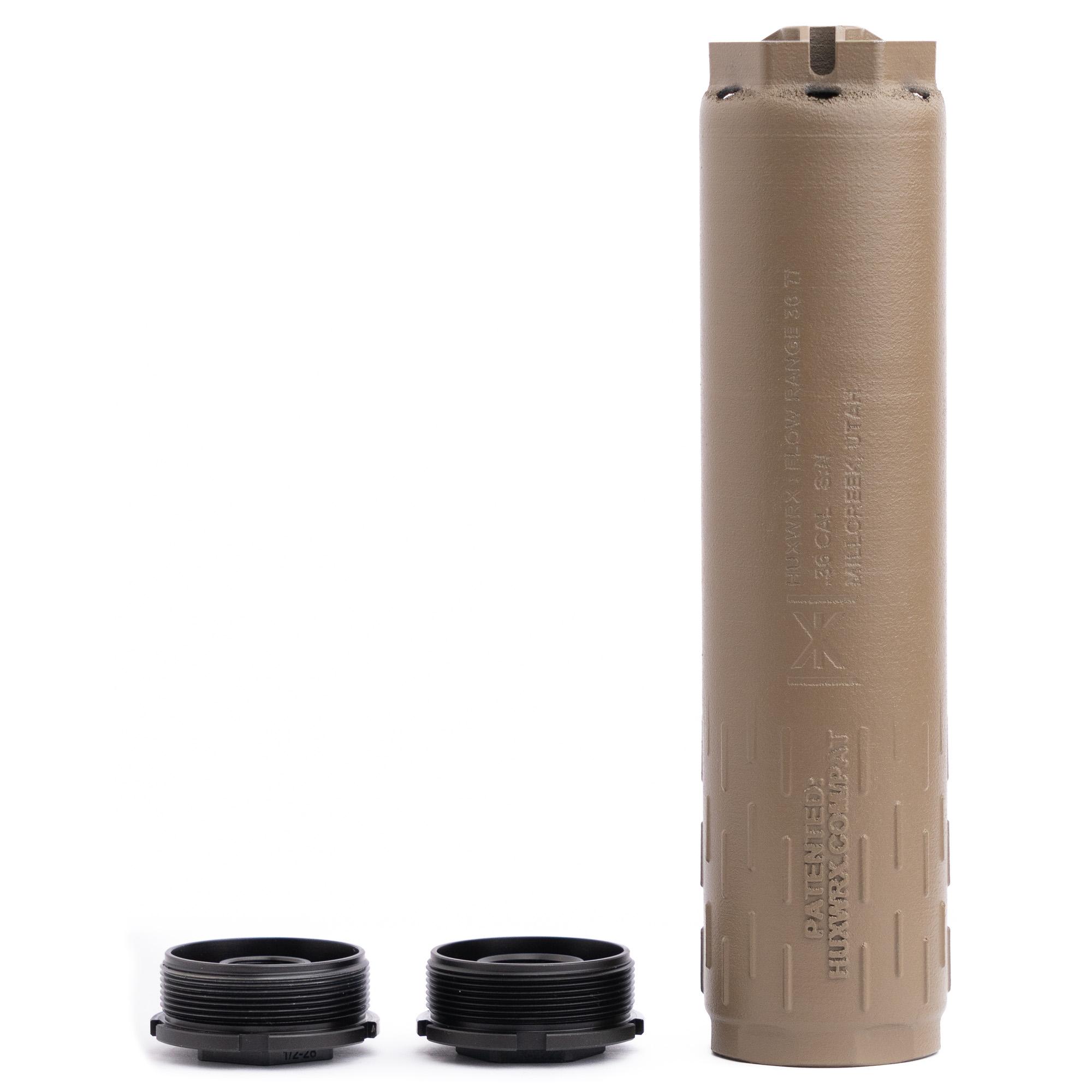 HUXWRX Flow Range 36 Ti Flow-Through Titanium Suppressor Direct Thread Mount, FDE