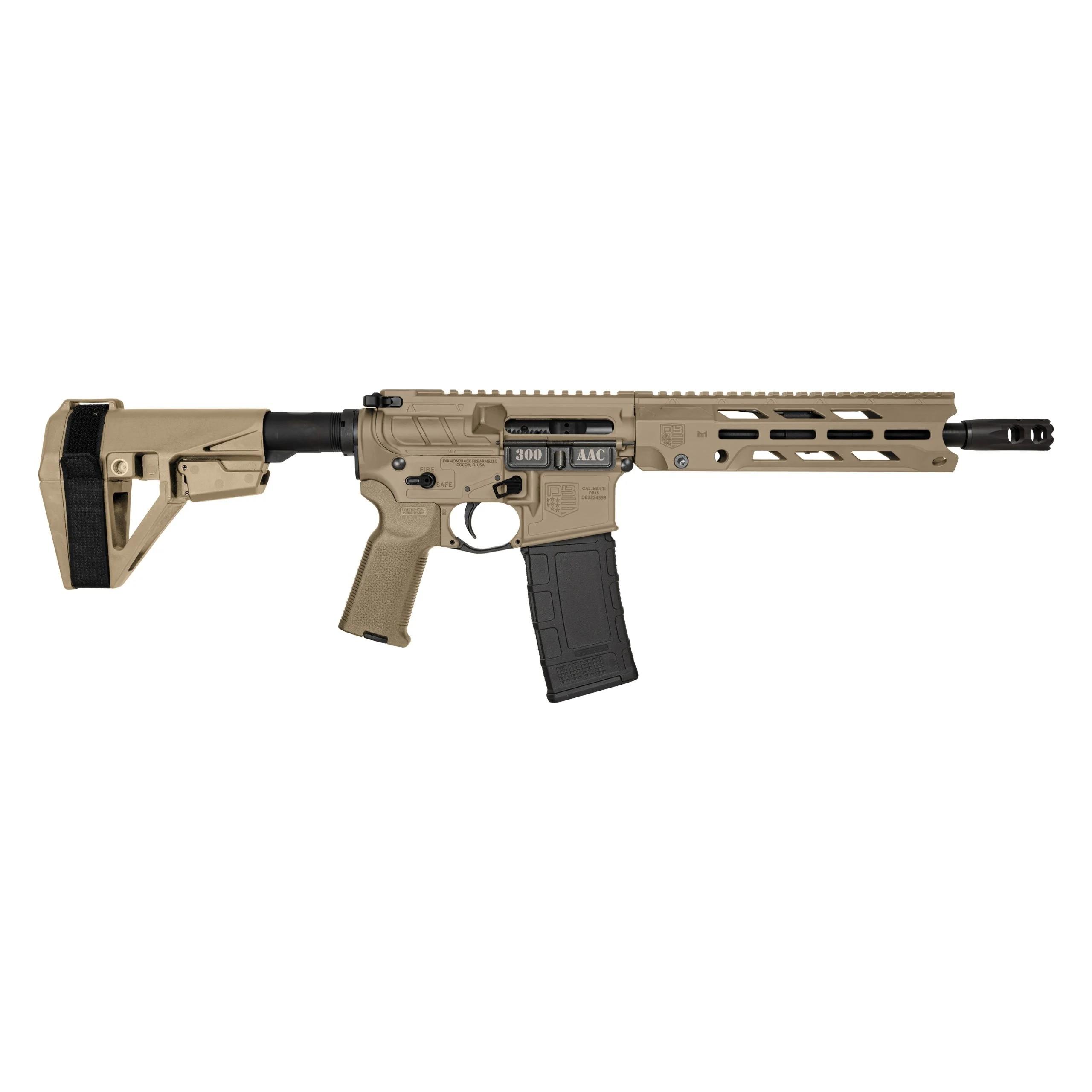Diamondback Obsidian DB15 Pistol Pistol DB1984B061, 300 Blackout, 10in, SB Tactical SBA5 Brace Grips, 30 Rds