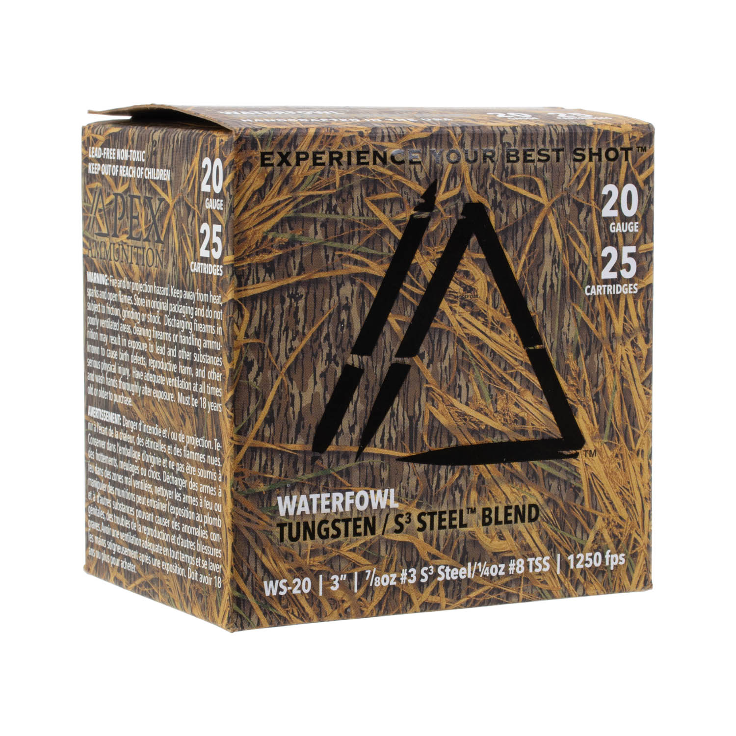 Apex Ammunition Waterfowl Tungsten/S3 Steel, 20ga. 3" 1-1/8oz. #3 Steel / #8 TSS Shot, 25 Round Box