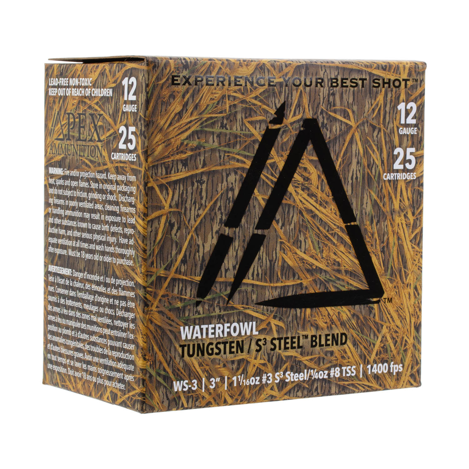 Apex Ammunition Waterfowl Tungsten/S3 Steel, 12ga. 3" 1-5/16oz. #3 Steel / #8 TSS Shot, 25 Round Box