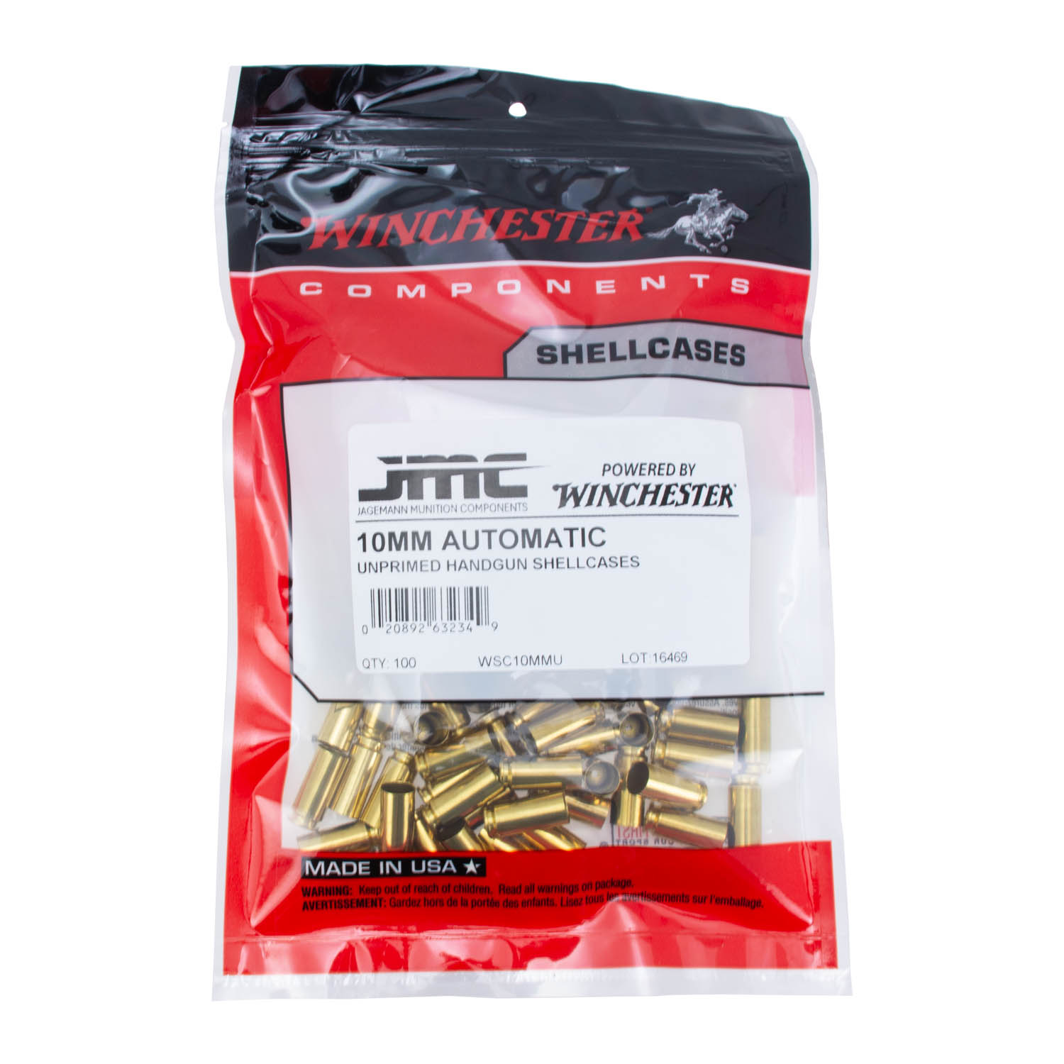 Winchester Unprimed Brass, 10mm Auto, Bag of 100