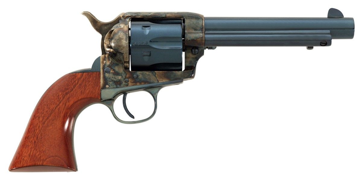 Taylors 1873 Cattleman Revolver 551017, 9mm, 4.75in, Walnut Grips, Casehardened Steel, 6 Rds