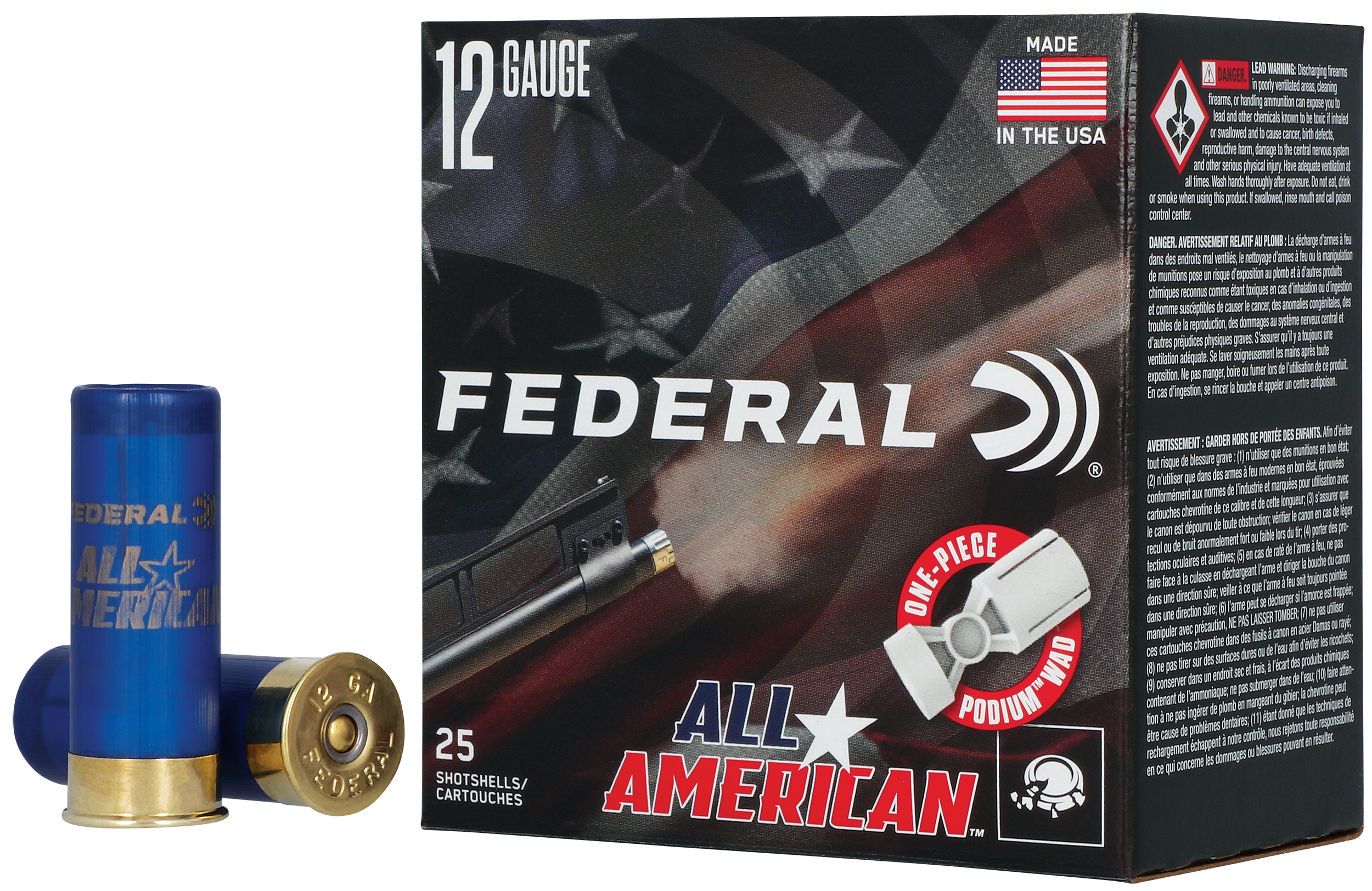 Federal Cartridge All-American FAA12HC75, 12 Gauge, 2-3/4", 1 1/8 oz, 1250fps, 7.5 Shot, 25 Rd/bx