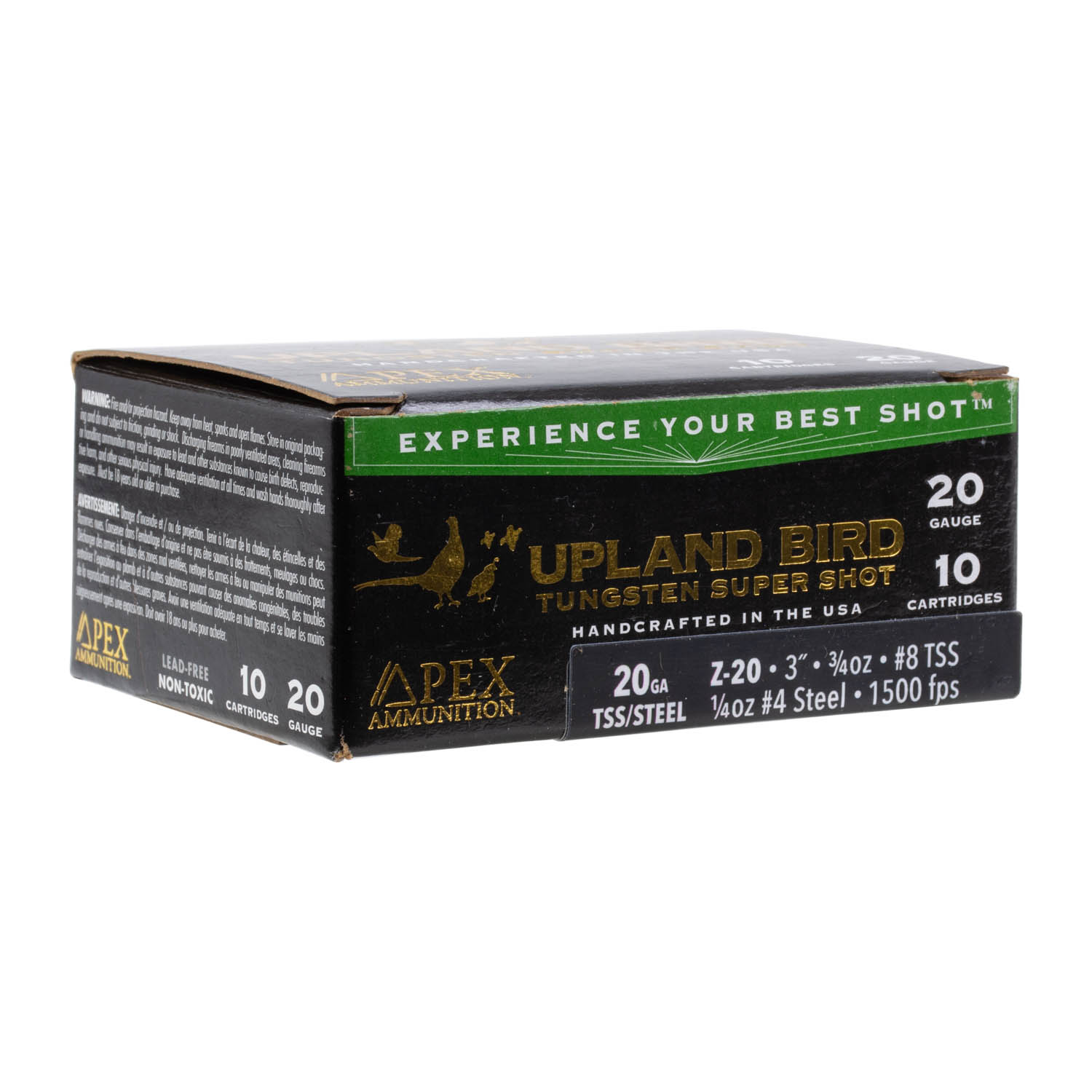 Apex Ammunition Upland Bird TSS, 20ga. 3" 3/4oz. #8 Shot, 10 Round Box