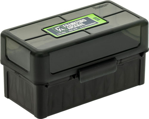 Frankford Arsenal Hinge-Top Ammo Box 509, 50 Rounds, Fits 22-250 Remington, 243 Win, 308 winchester and 7mm-08, Smoke Gray, Plastic