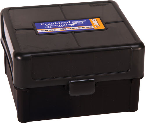 Frankford Arsenal Hinge-Top Ammo Box 1005, 100 Rounds, Fits 17 Remington, .222 Remington and .223 Remington, Smoke Gray, Plastic