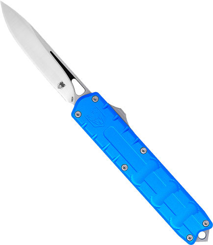 CobraTec Knives Enforcer 3.25" OTF Drop Point Plain M390 Steel Blade Blue Aluminum Handle