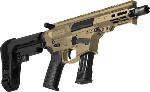 CMMG Banshee MK17 9mm 5" Barrel, Coyote Tan Cerakote, Black Nitride Barrel Synthetic CMMG 6 Position RipBrace Black Polymer Grip, 21rd
