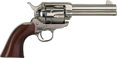 Cimarron Pistolero 22 LR, 4.75" Barrel, Nickel, Wood Grip, 6rd