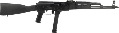 Century WASR-M 9mm, 16.25" Barrel, Black Grip, Fixed Stock, Adj Sights, Manual Safety, Threaded Slant Brake, 33rd