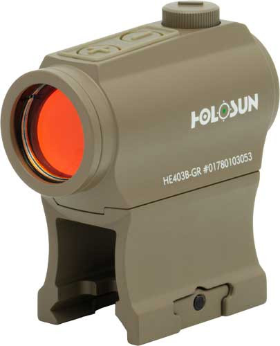 Holosun 403 Rifle Enclosed, Solar, FDE Housing, Green 2Moa Dot, 6061 Aluminum, Enclosed, Button Control, Rifle