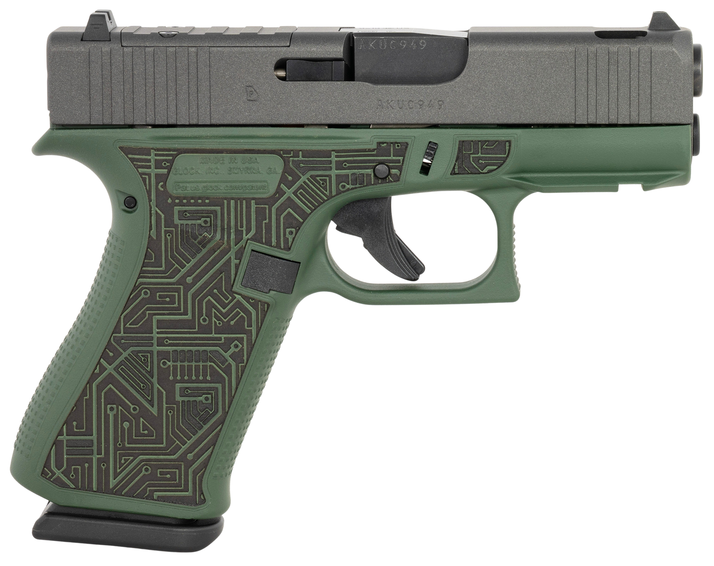 Glock G43X MOS Optic Ready Pistol UX435204NCIRB, 9mm, 3.41in, Black/Green Cerakote Finish, 10 Rds