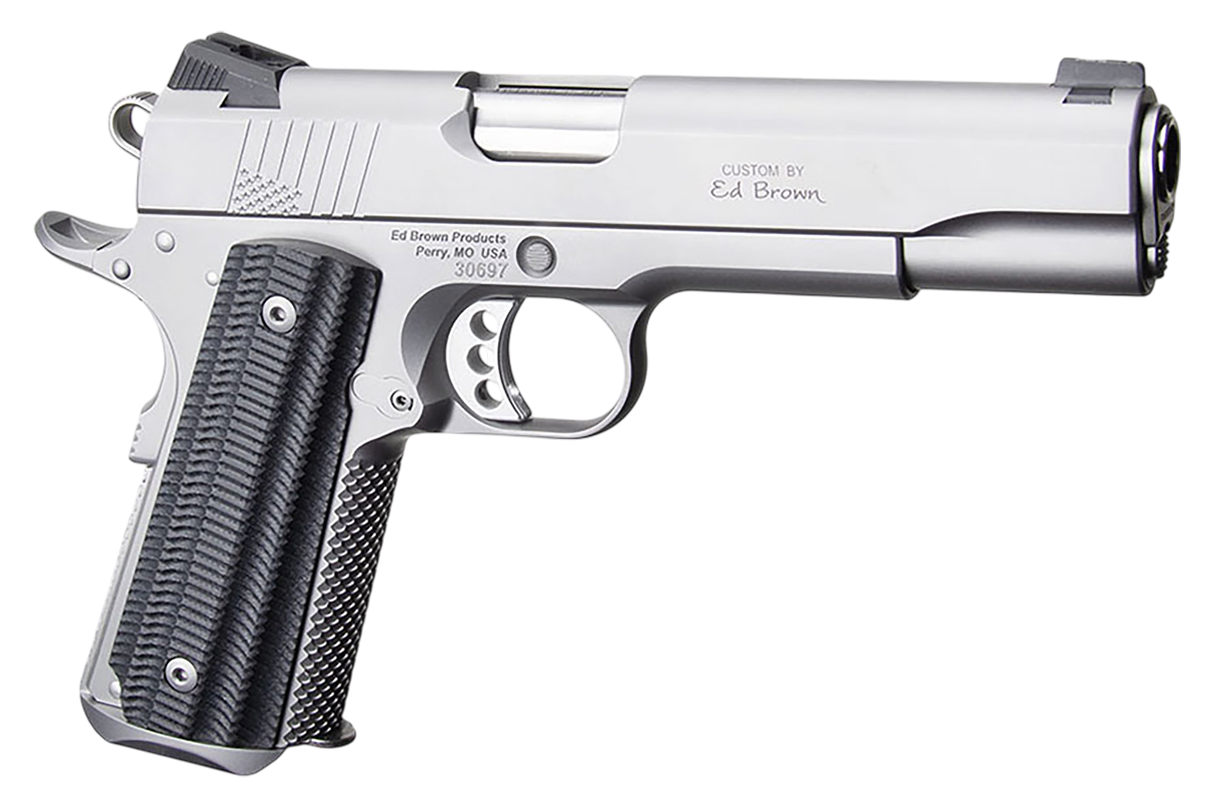 Ed Brown 1911 2nd Amendment Pistol BASESS2A, 45 ACP, 5in, Black Alien G10 Grips, Stainless Finish