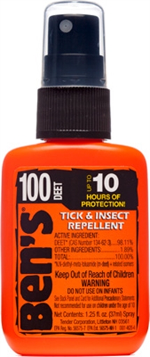 Ben's 100 Odorless Scent 1.25oz Spray Repels Ticks & Biting Insects Effective Up to 10 hrs 00067070