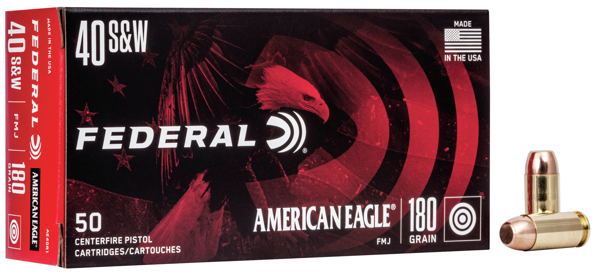 Federal American Eagle .40 S&W 180gr. FMJ 50rd Box #AE40R1