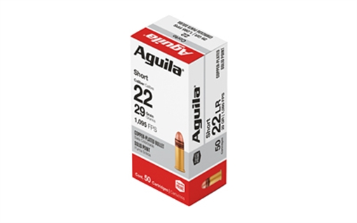 Aguila Ammunition Rimfire, Super Extra, 22 Short, 29 Grain, Copper-Plated Round Nose, High Velocity, 50 Round Box 1B220110 640420001135