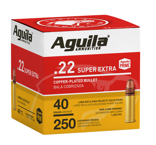 Aguila Rimfire 22 LR, 40gr, Copper-Plated Solid Point, 250rd Box
