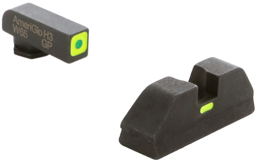AmeriGlo CAP - Combative Application Pistol Sight, Fits Glock 20,21,29,30,31,32,36, Green/Green, Green Tritium Font Sight with Lumi Outline, Rear Sight With Lumi Horizontal Center Line GL-615 GL615