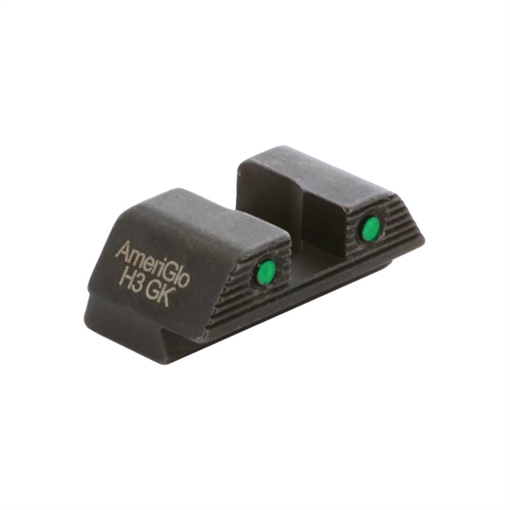 Ameriglo Green Tritium 2-dot Black Outlines Rear Sight .256in H .165 Sq Notch Glock GL-895R