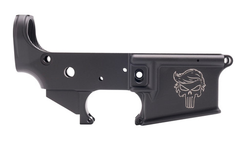 Anderson AM-15 Stripped Lower Receiver, Trump Punisher Logo, Black Anodized