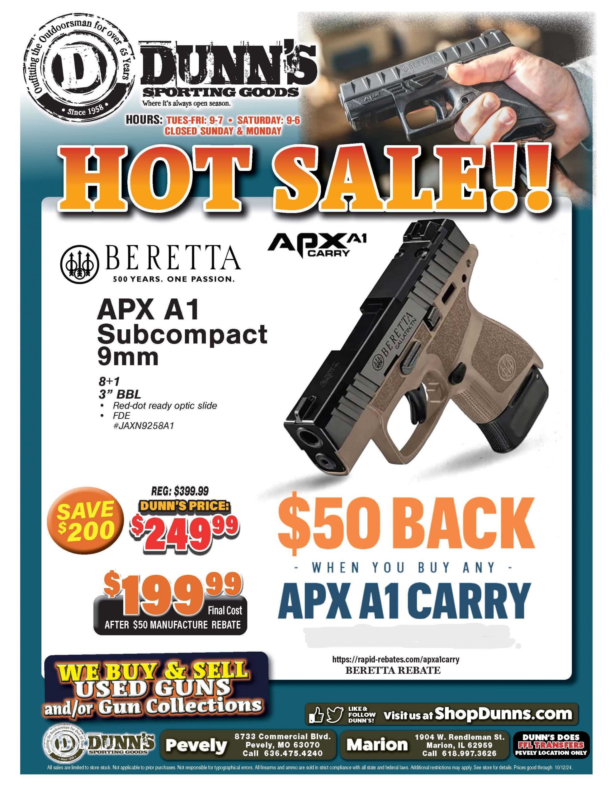 Beretta APX A1 Carry 9mm 3″ 8rd, FDE – JAXN9258A1