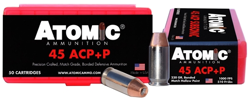 Atomic Ammunition Pistol Precision Craft 45ACP +P 230gr Bonded Match Hollow Point 50 Per Box/10 Case 00433