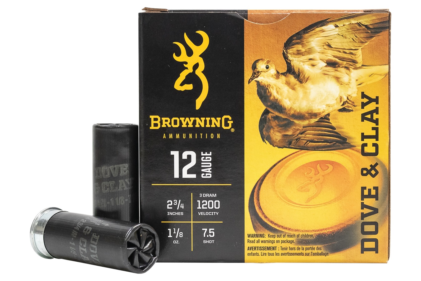 Browning Dove & Clay 12ga 2-3/4″ 1-1/8oz. #7.5 250rd Case #B193821227