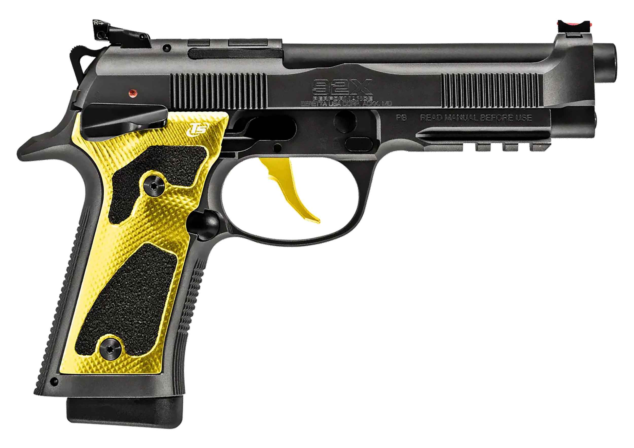 Beretta 92X Performance Series Solar Flare Pistol J92XPCOYE18, 9mm, 4.9in, Yellow Aluminum Toni Systems, 18 Rds