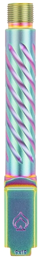 Ballistic Advantage Premium Series, 9MM, 4.5" Threaded Barrel, 1/2x28, Spiral Fluting, Fits Glock 19 Gen 3-5, PVD Finish, Iridescent Rainbow BAPSG195T3W