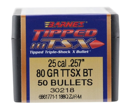 Barnes Bullets TIPPED TRIPLE SHOCK X 25 CALIBER (0.257'') BT 80GR 50/BOX 30218